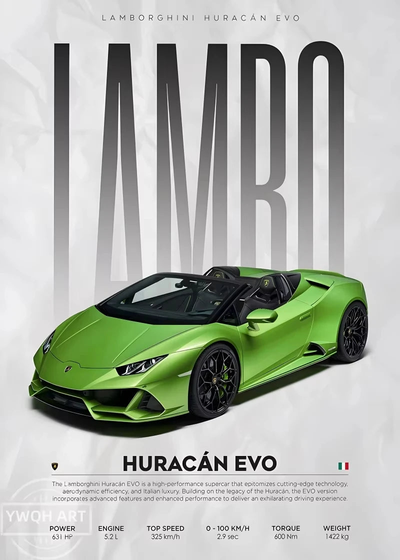 Plakat Samochodowy na Płótnie — Ikony Motoryzacji