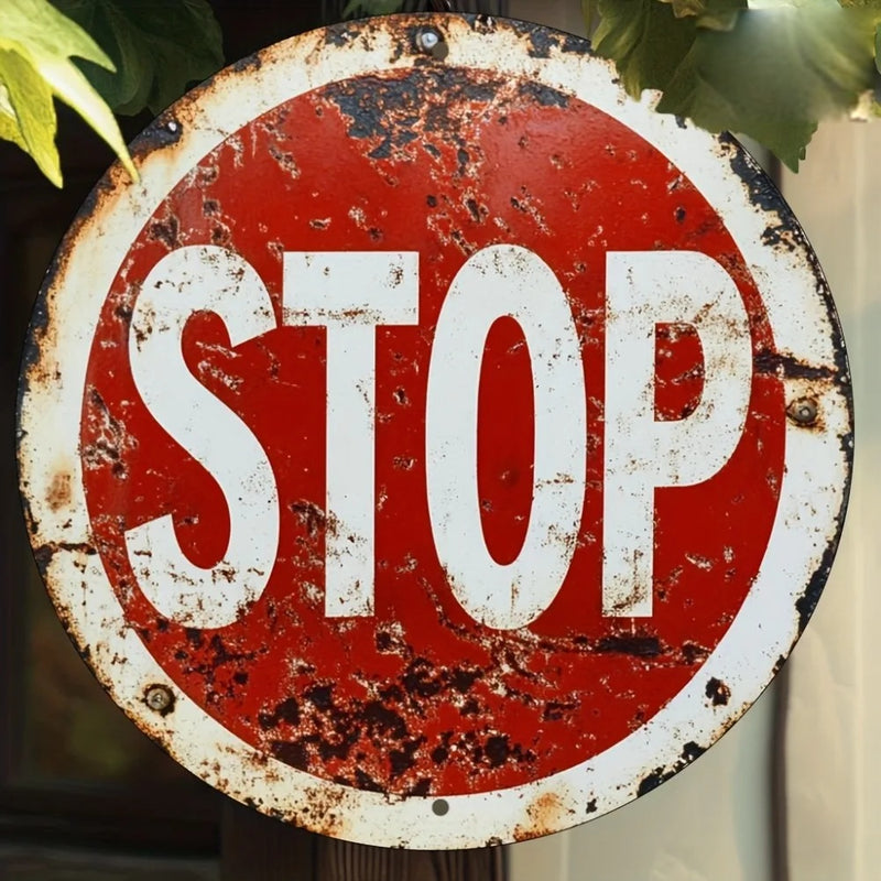 Metalowy Znak STOP w Stylu Retro